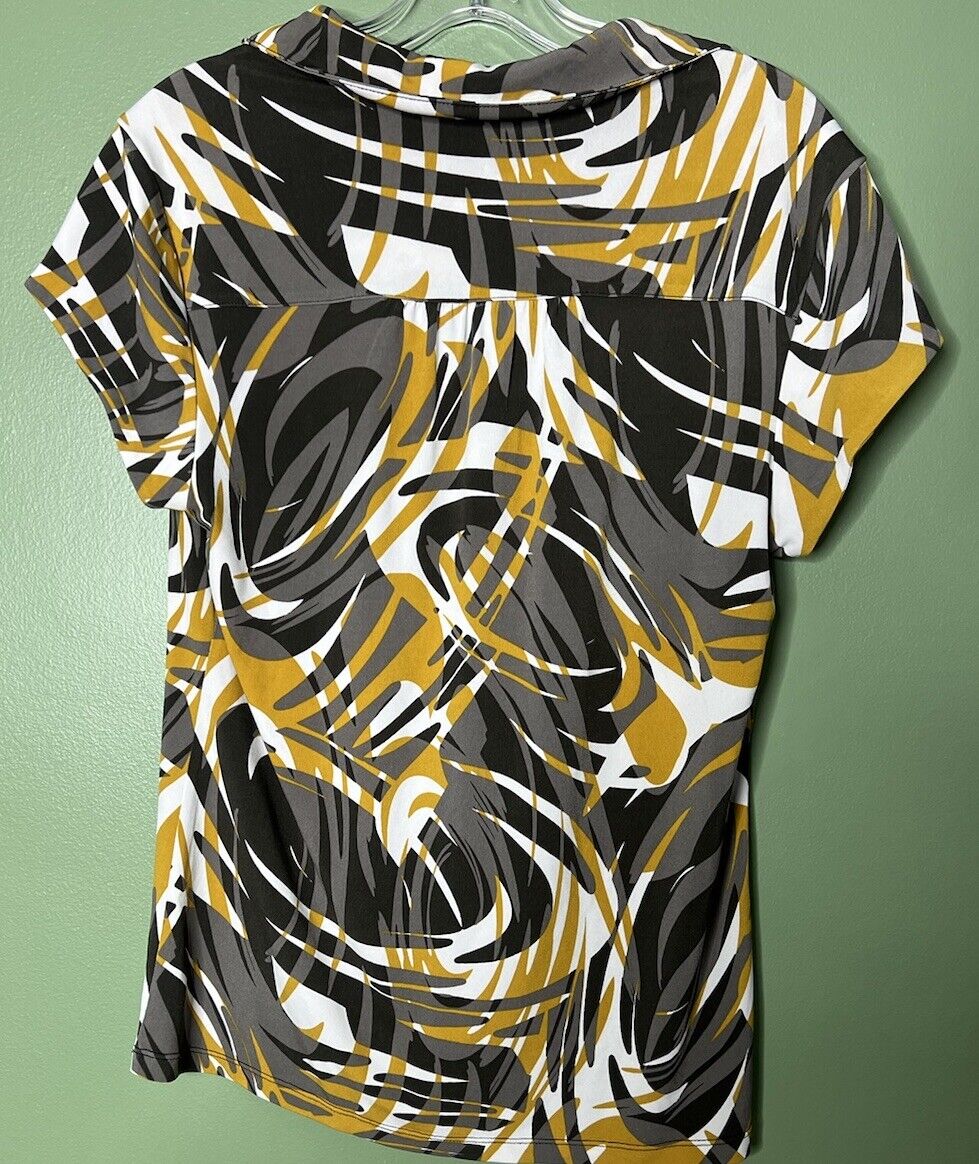 Alfani Women's 3/4 Dolman Sleeve V-Neck Top Size L Button Up