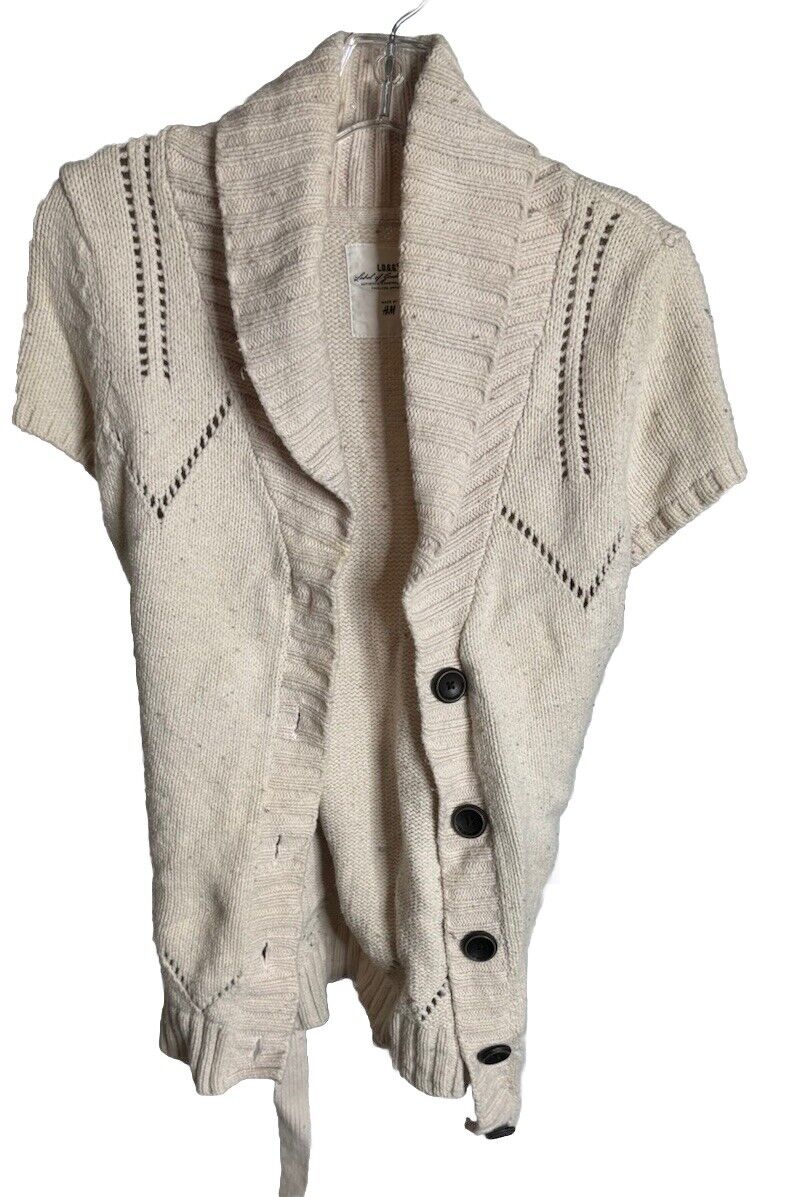 L.O.G.G. By H&M Ribbed Sweater Womens Sz Medium Buttons Waist Drawstring