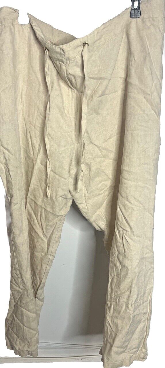 Charter Club Linen Drawstring-Waist Pants White Size 3X