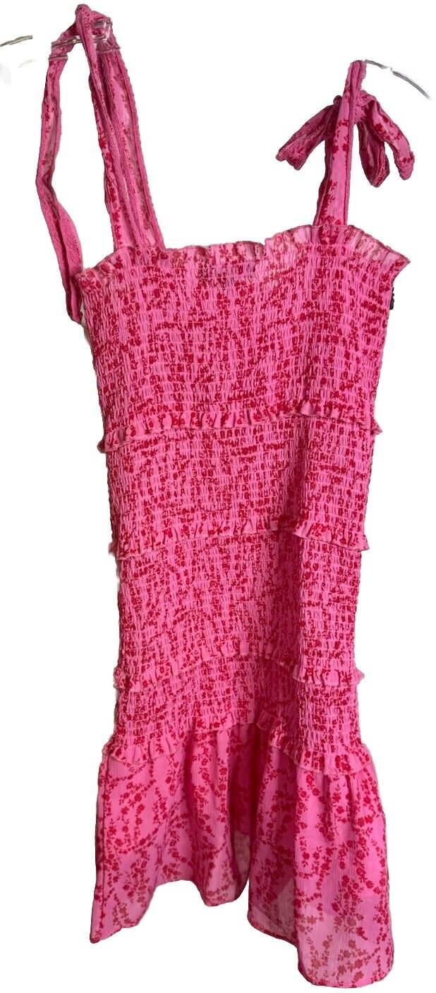 Chouyatou Women’s Summer Floral Mini Smocked Dress Size Small
