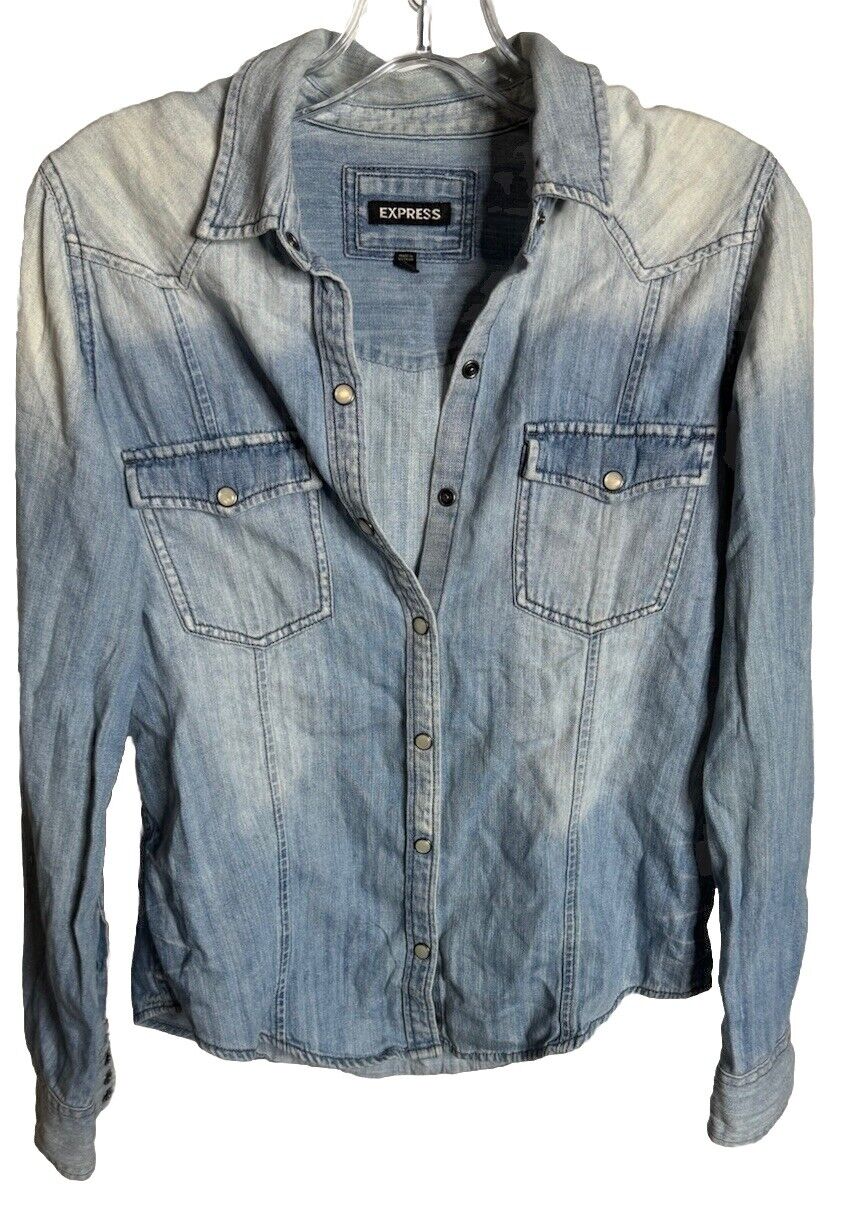 Express Jeans Denim Jean Jacket Women’s Distressed Size S/P