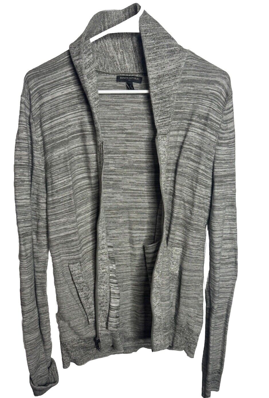 Banana Republic Mens Sweater Full Zip Size Medium Gray