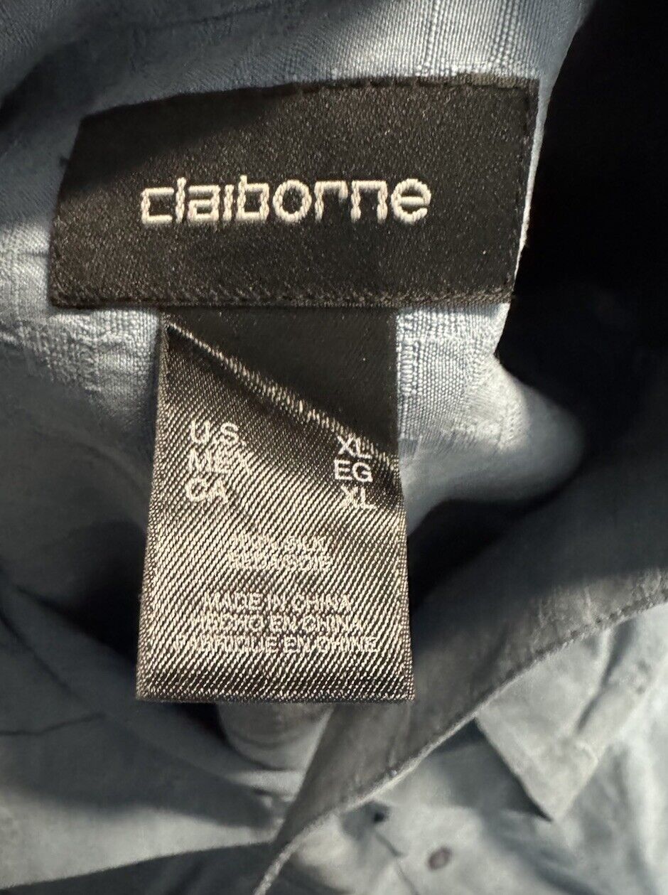 Claiborne Shirt Mens XL Short Sleeve Button Front Pockets Regular Fit