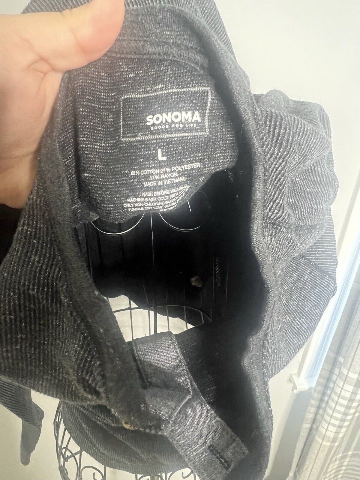 Mens Sonoma Black Long Sleeve Crewneck Shirt Large