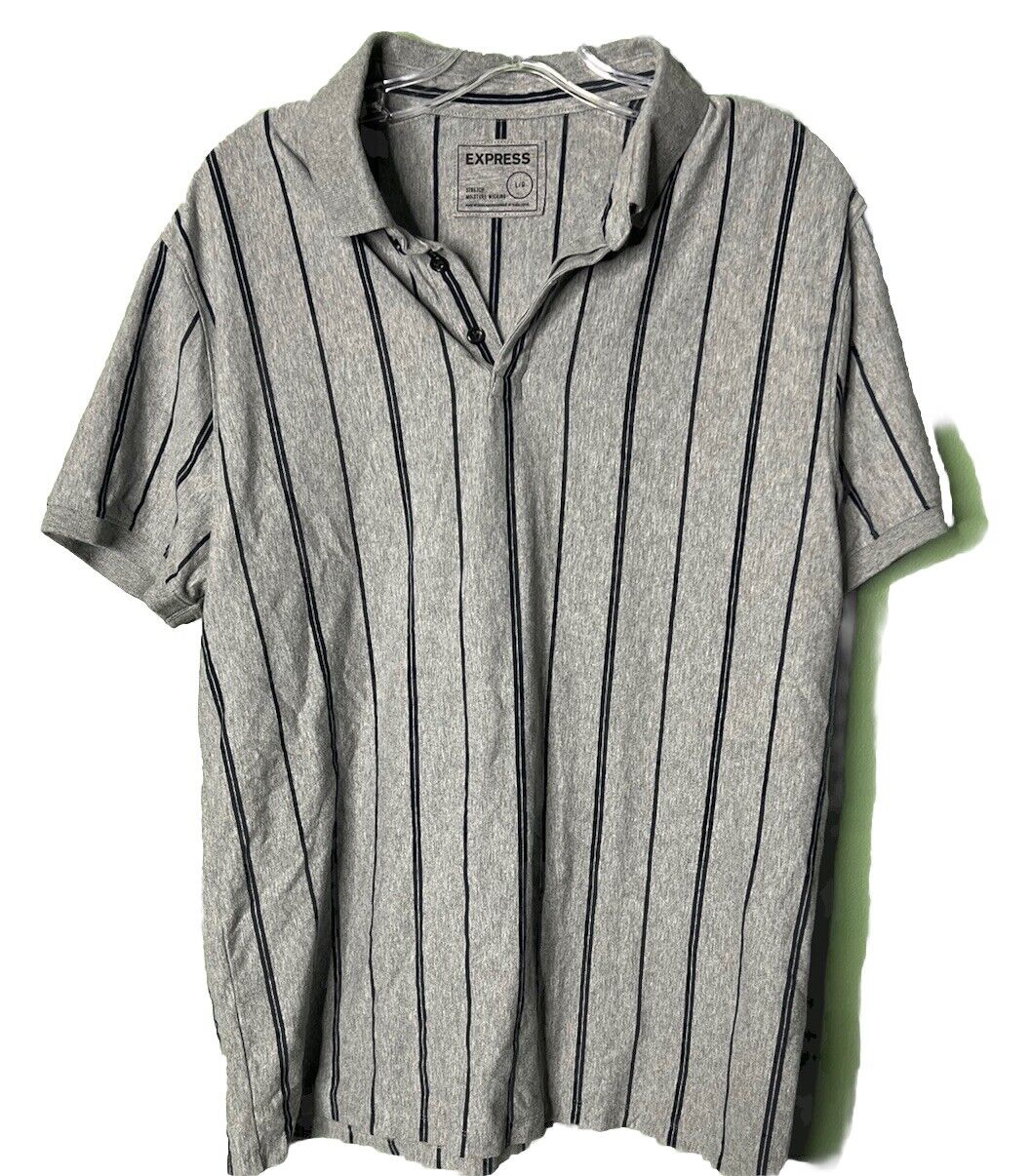 Express Men's Polo Shirt size L Multicolor Stripe Short Sleeve