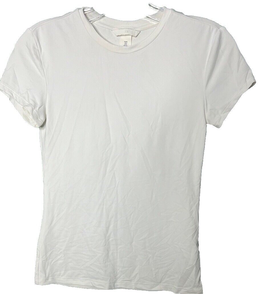 H&M Classic Top Womens S White Short Sleeve Lightweight Breathable