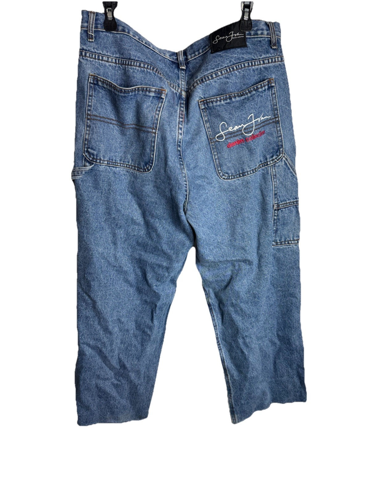Sean John Jeans Mens 38x30 Blue Dark Wash Cotton Straight Loose Denim