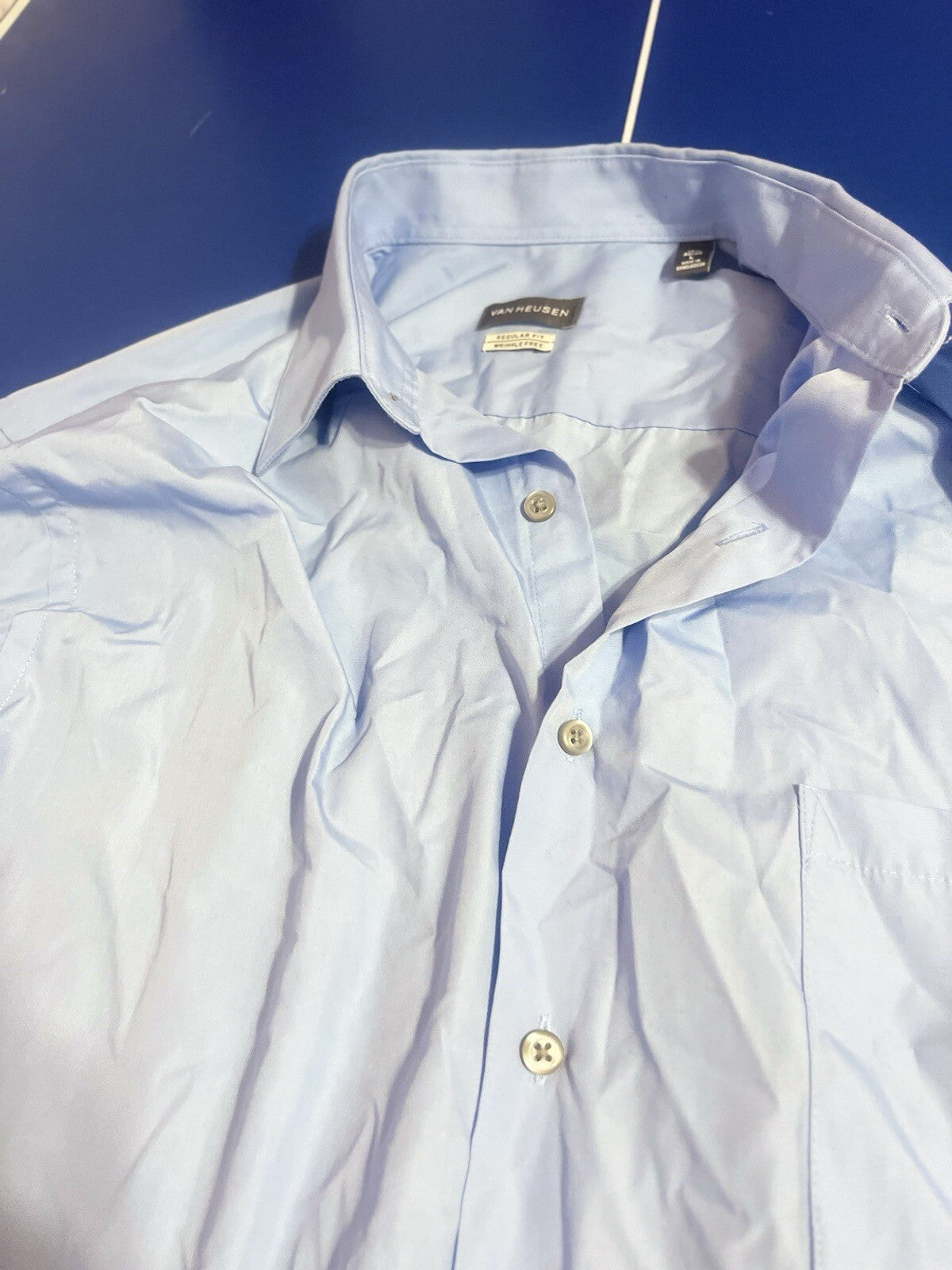 Van Heusen Men 16-1/2, LargeLong-sleeved Buttons Regular Fit Stretch Dress Shirt