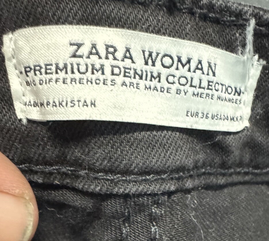 Zara Denim Womens Straight Leg Button Fly Coin Pockets Jeans Sz 36