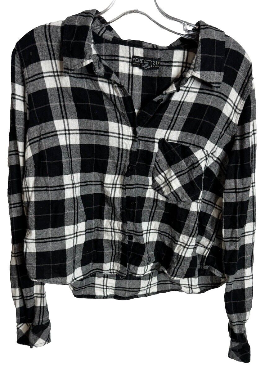 Womens Plaid Flannel Button Down Shirt Forever 21 Size XL