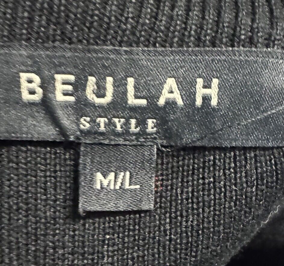 Beulah Style Ribbed Tight Fitting Shirt W/ Puff Tapered Bottom Sleeves Size M/L