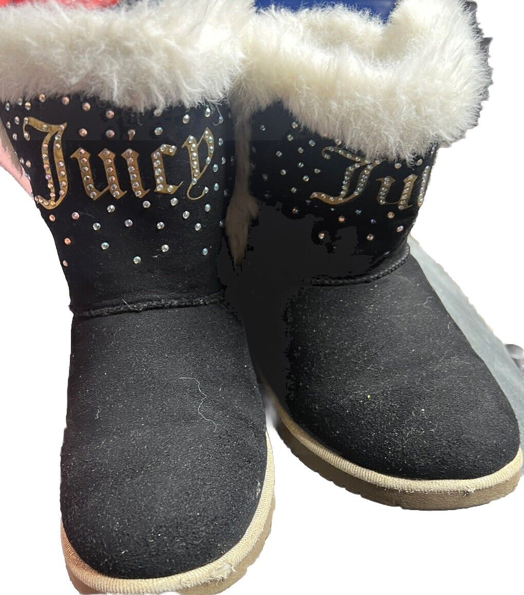 Juicy Couture "Burbank" Cozy Bootie, Black/Gold, Size 1