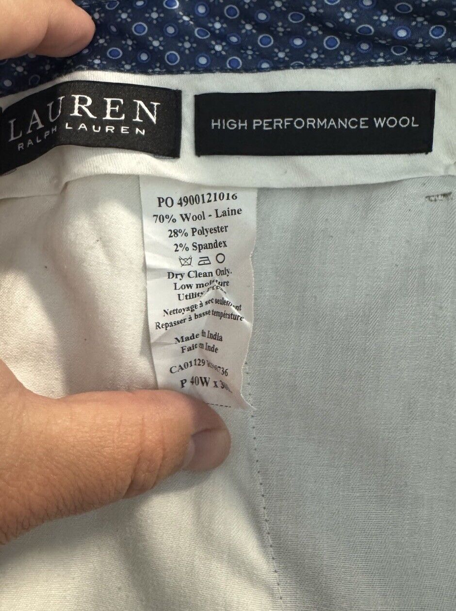 Lauren Ralph Lauren Mens Pants Size 40x30 Dress Pant Plaid Wool Blend