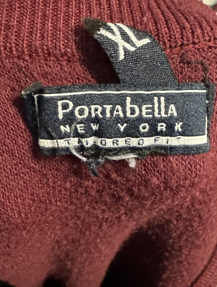 Portabella New York Wool Blend Sweater Men XL Burgundy Holidays Career Basic