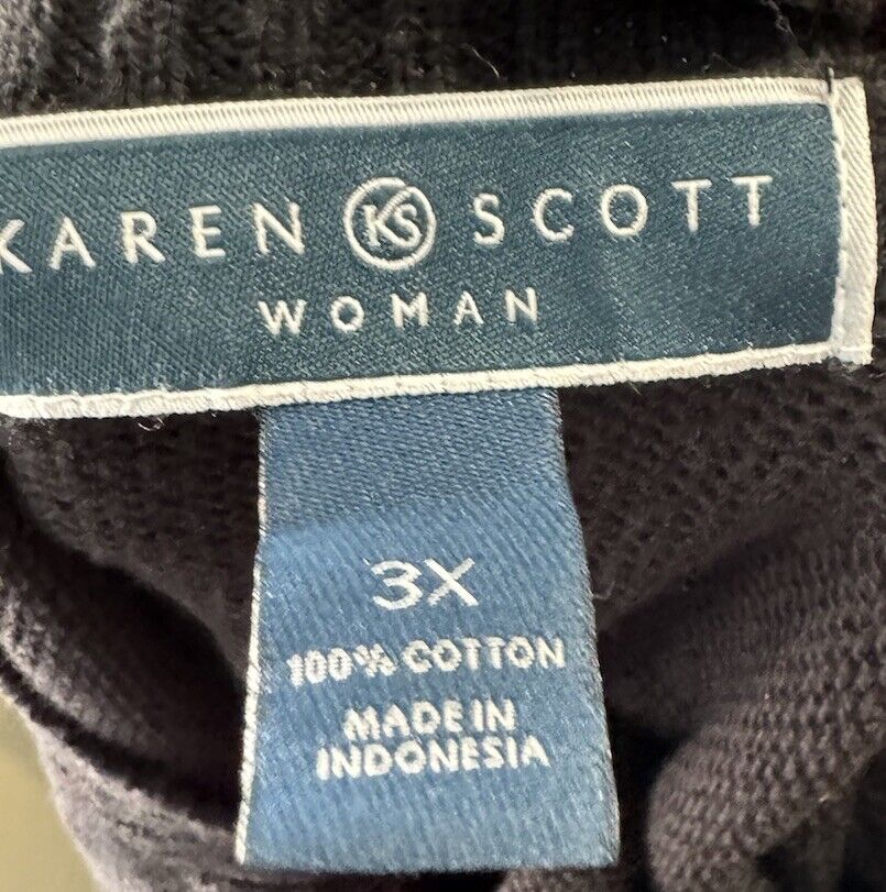 Karen Scott Women's 3x Plus Size Solid Textured Sweater in Black Retail $50.00