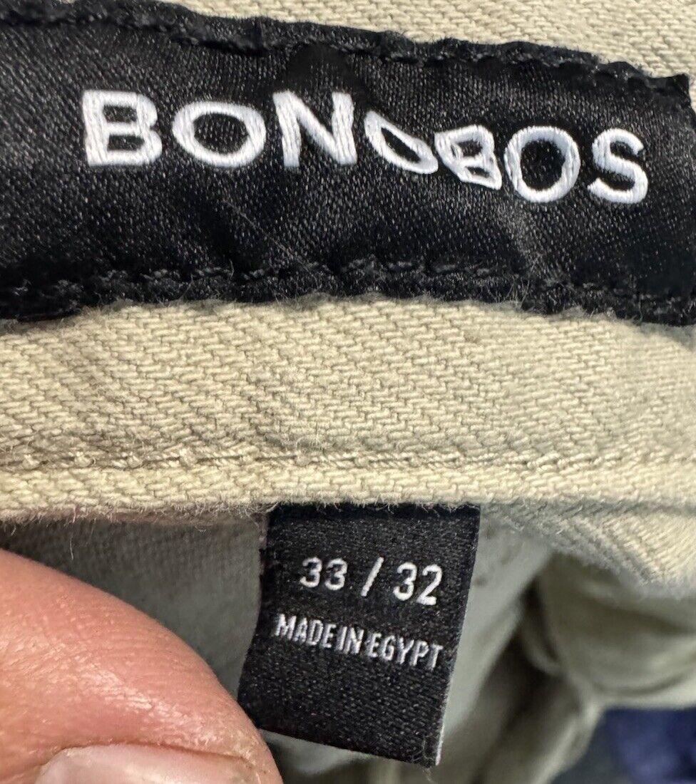 Bonobos Pants Mens 33x32 Beige Washed Chinos Slim Straight Cotton Casual
