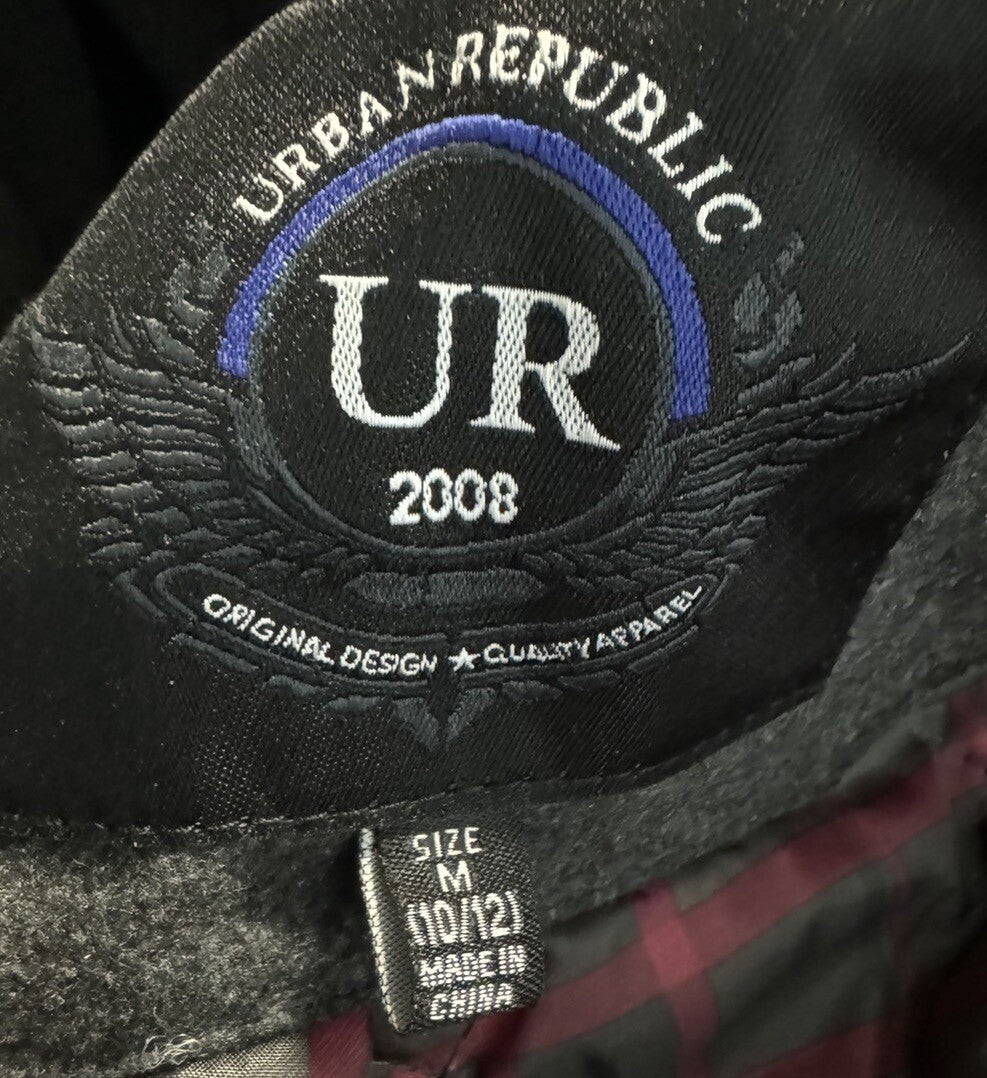 Urban Republic Boys Size Medium 10/12 Long Sleeve Coated Leather Hooded Jacket