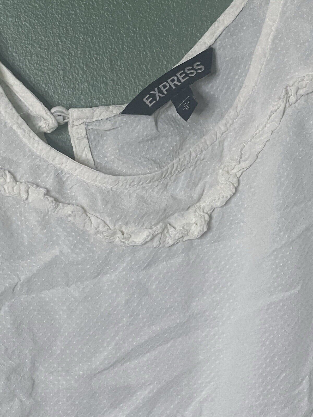 Express Women's Top Size M White Short Sleeve Round Neck Blouse