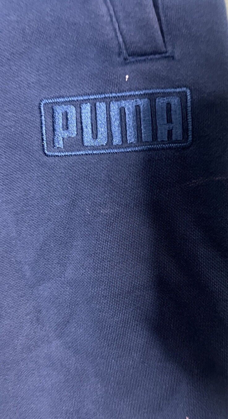 Puma Men's Large Shorts Logo Graphic Drawstring Waist Pockets Blue