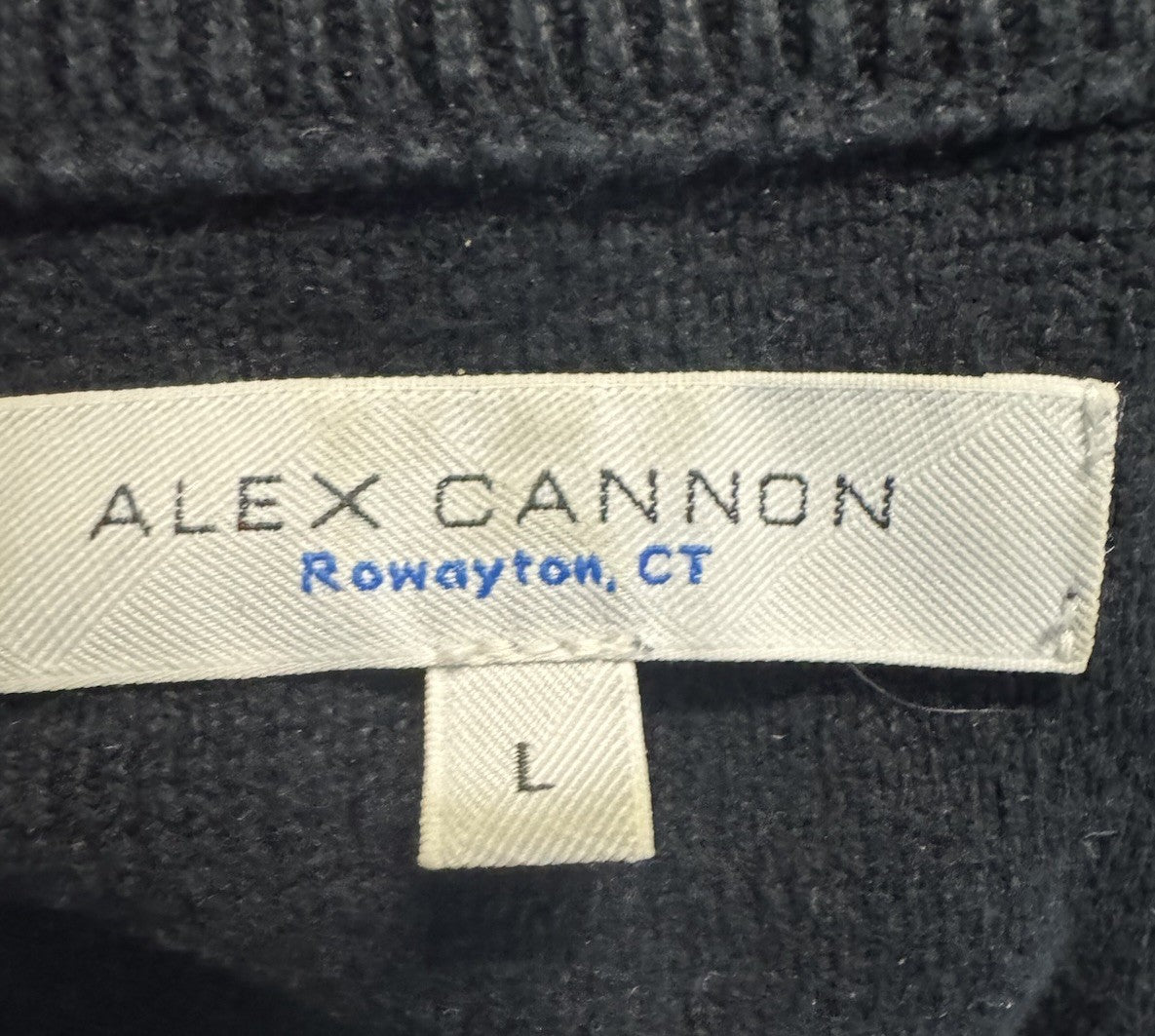 Alex Cannon 1/4 Zip Pullover Mens L Blue Mock Neck Sweater