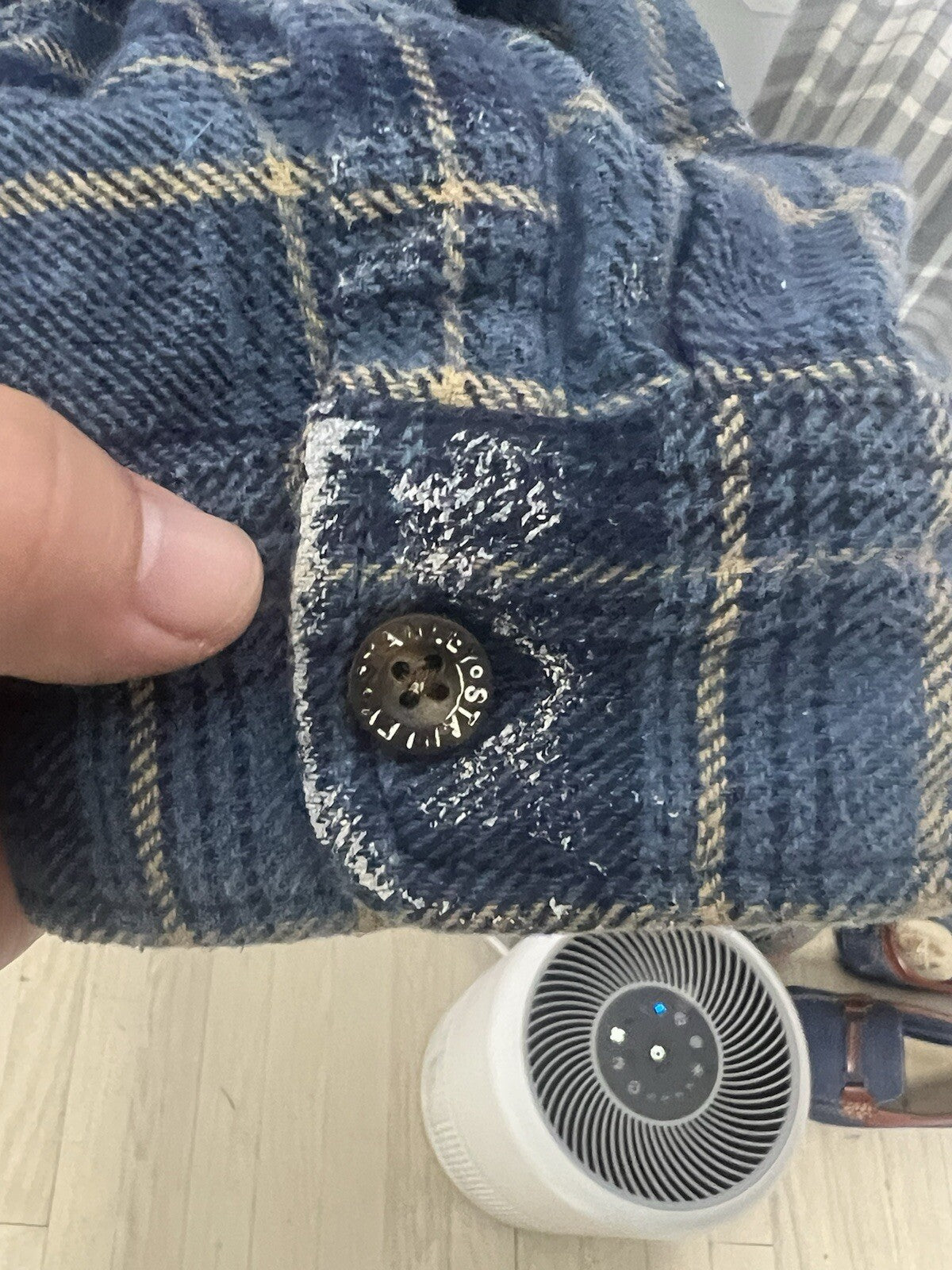 Stanley Flannel Shirt Mens XL Blue Plaid Long Sleeve Button, Minimal Damage