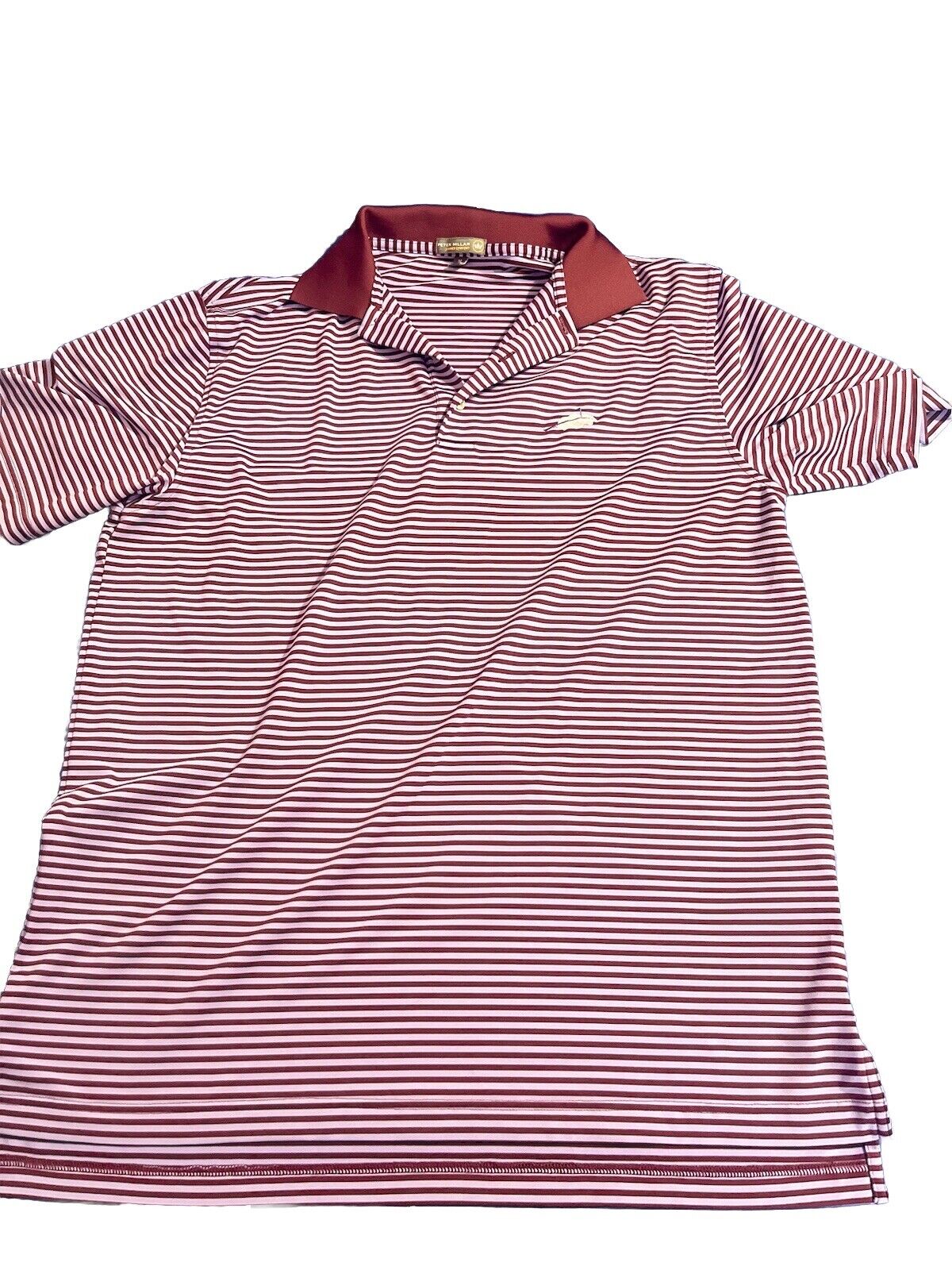 Peter Millar Mens Golf Polo Shirt Size Medium, High Quality Striped Shirt Red