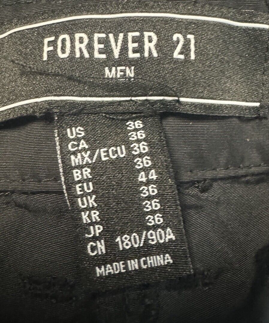 Forever 21 Men's Slim Black Cargo Pants Size USA 36