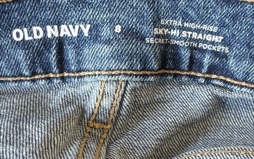 Old Navy Women's Size 8 Blue Straight High Rise Medium Wash Stretch Denim Jeans
