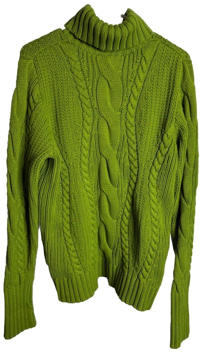 LANDS END Sweater Womens PL Petite 14-16 Turtleneck Jumper Cotton