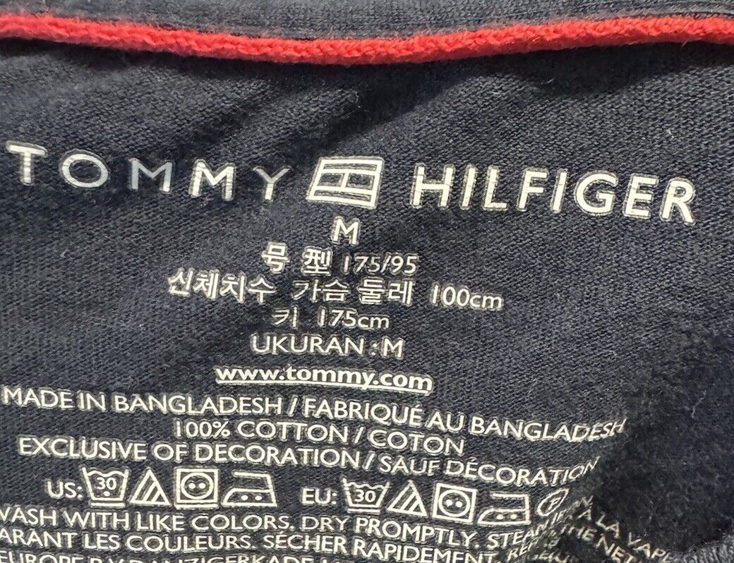 Tommy Hilfiger T Shirt Mens Size Medium Navy Blue Casual Short Sleeve Adult