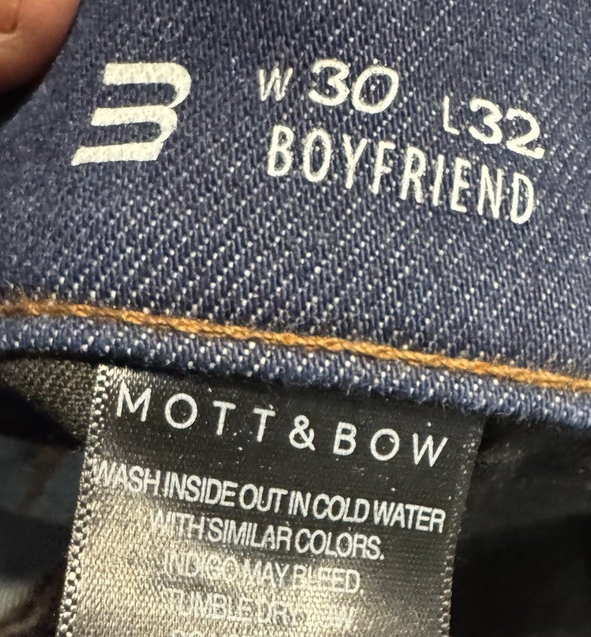 Mott & Bow Mens Slim Straight Jeans 30x32 Blue Dark Wash Mid Rise All Cotton