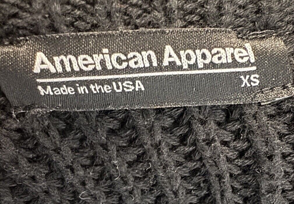 American Apparel Pullover Sweater Womens Sz XS Black Crew Neck Basic Minimalist