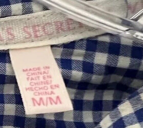 Victorias Secret Womens Button Front Shirt Blue Stripe Long Sleeve Pocket Medium