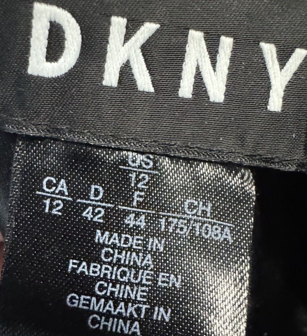 DKNY 12 Trench Coat 100% Silk Long Jacket Double Breasted Career