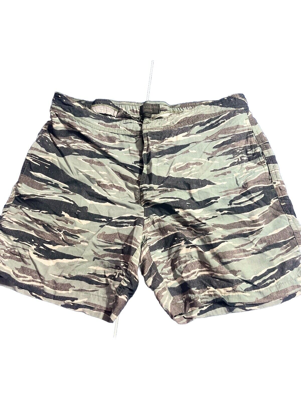 All Saints Men's Camo Storm Shorts Light Green Multicolor Relaxed Fir M Size 32
