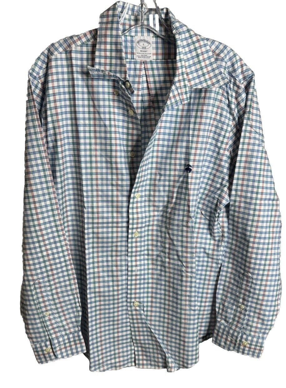 Brooks Brothers 1818 Regent Shirt Button Up Long Sleeve Plaid Cotton Size L