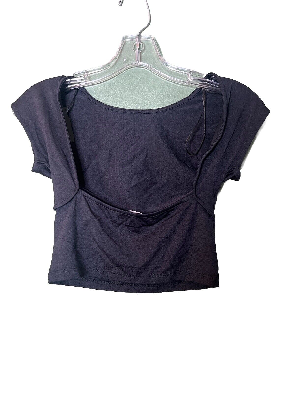 Primark Tee Shirt Womens XS Black Cropped Short Sleeve Basic Everyday