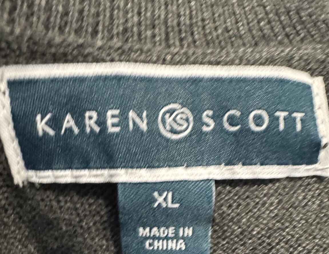 Karen Scott Sport Womens Size XL V Neck Casual Top Navy Long Sleeve Shirt