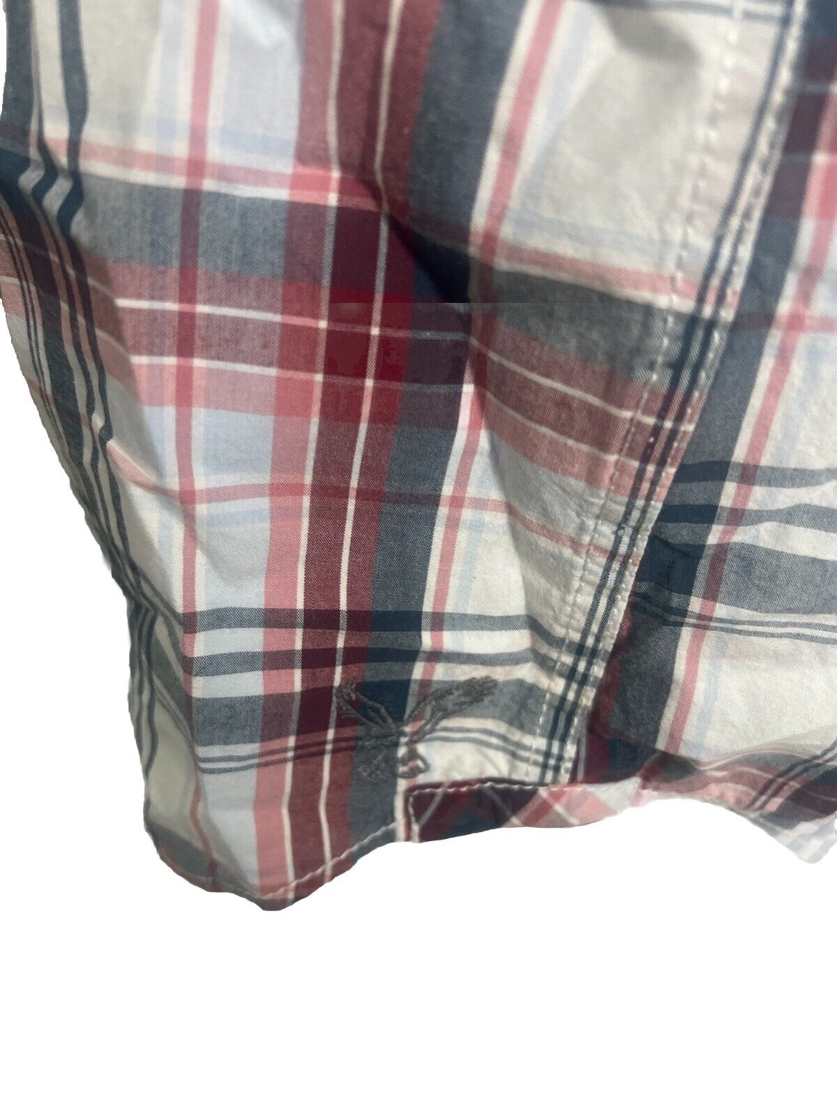 American Eagle Vintage Fit Plaid Button Up Short Sleeve, Men’s Medium