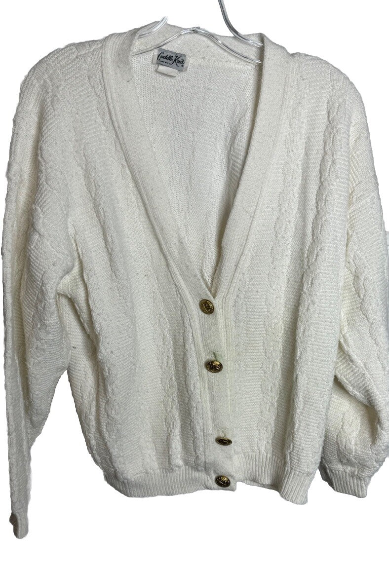 Vintage Cuddle Knit Cable Knit Women’s Cardigan Sweater Size Large