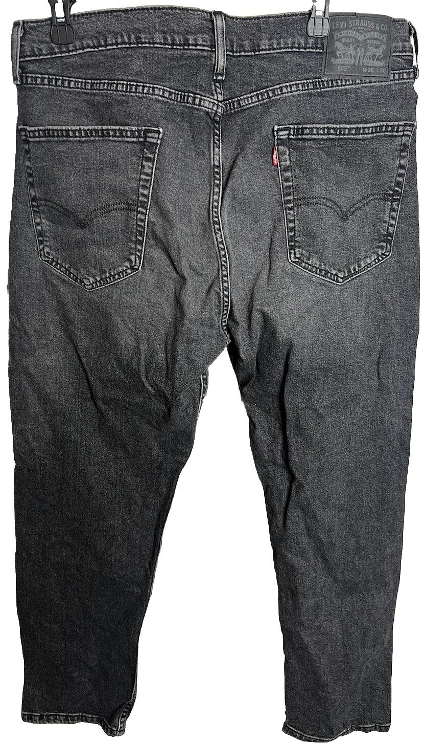 VTG 90s Levi's 505 Jeans Mens 36x30 Black Regular Fit Straight Leg Cotton Denim