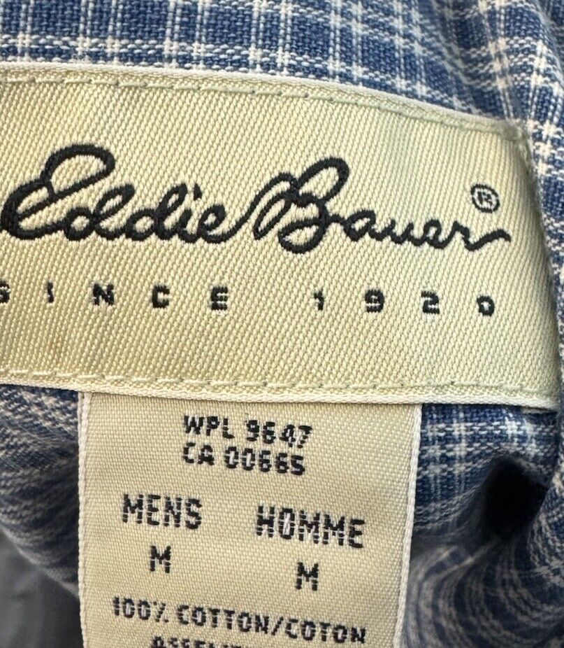 Eddie Bauer Shirt Mens Medium Short Sleeve Lightweight Plaid Button Pockets
