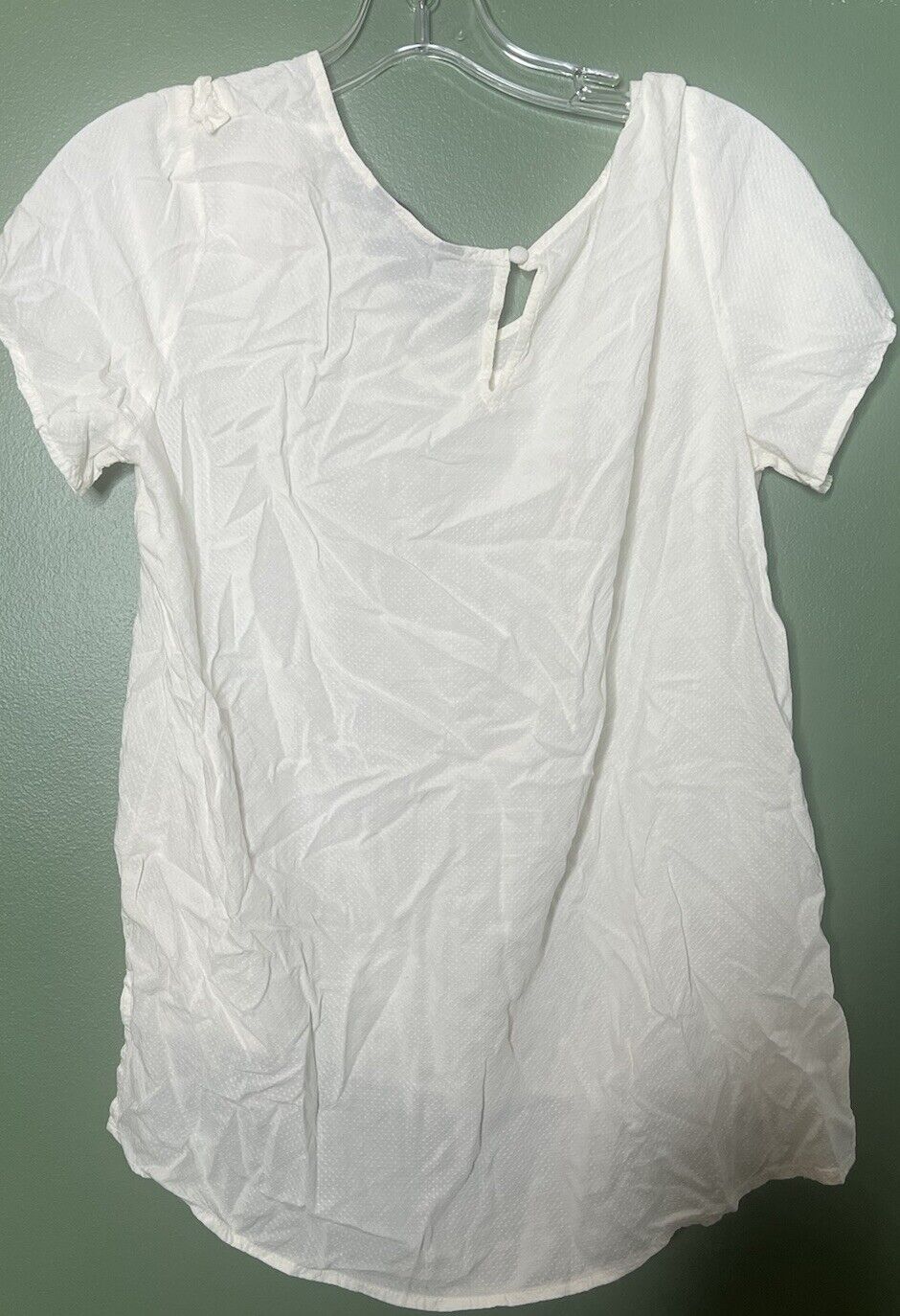 Express Women's Top Size M White Short Sleeve Round Neck Blouse