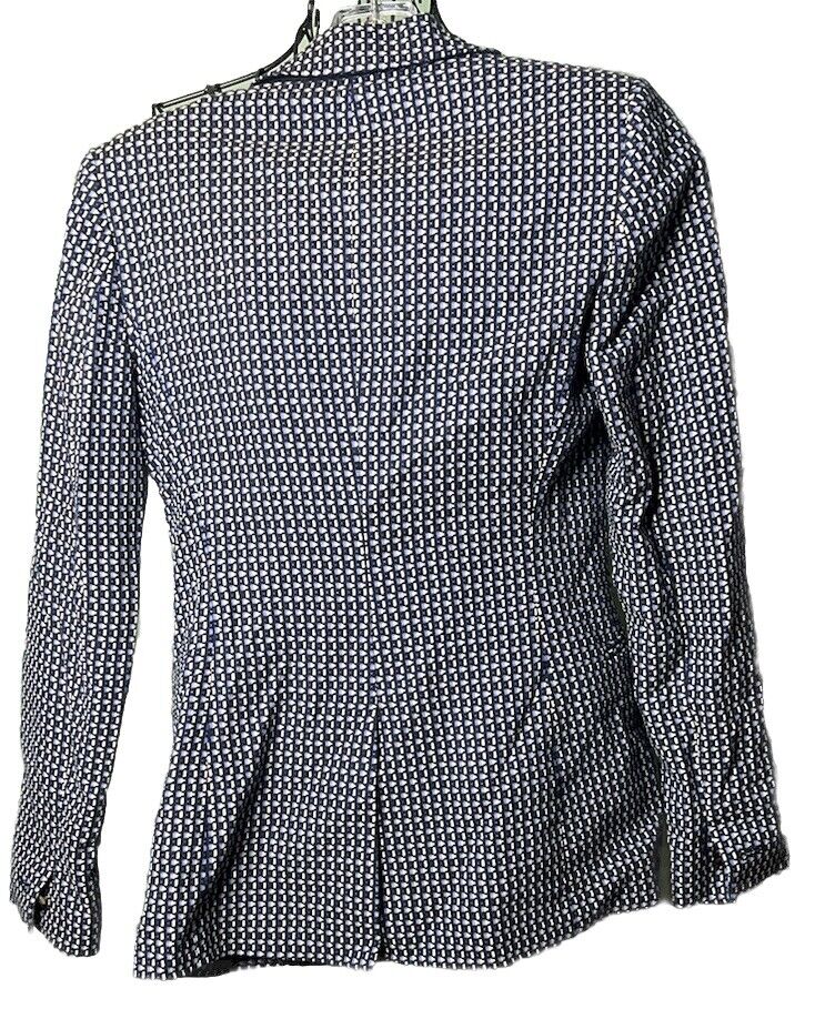 Reiss Geometric Blazer Single Breasted Long Sz 0 Italian Textured