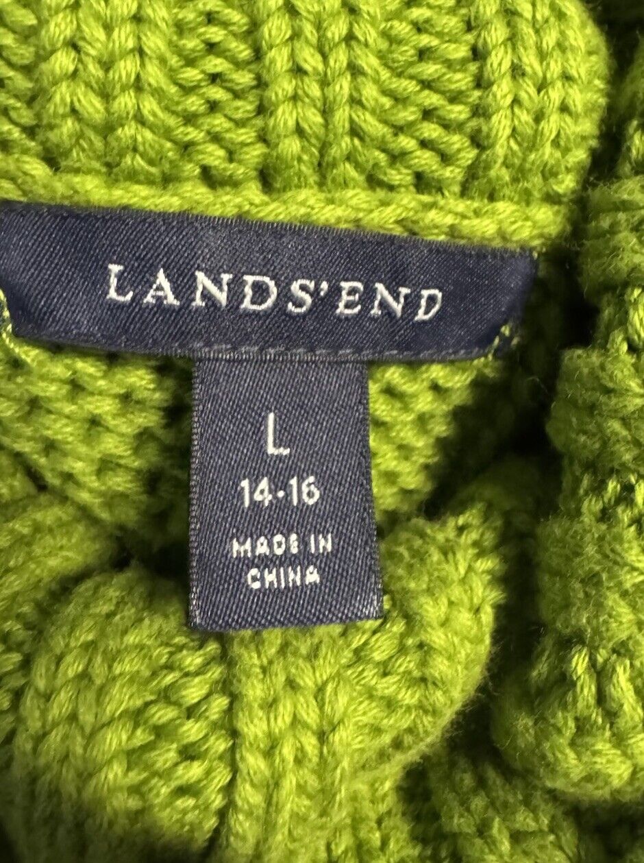 LANDS END Sweater Womens PL Petite 14-16 Turtleneck Jumper Cotton