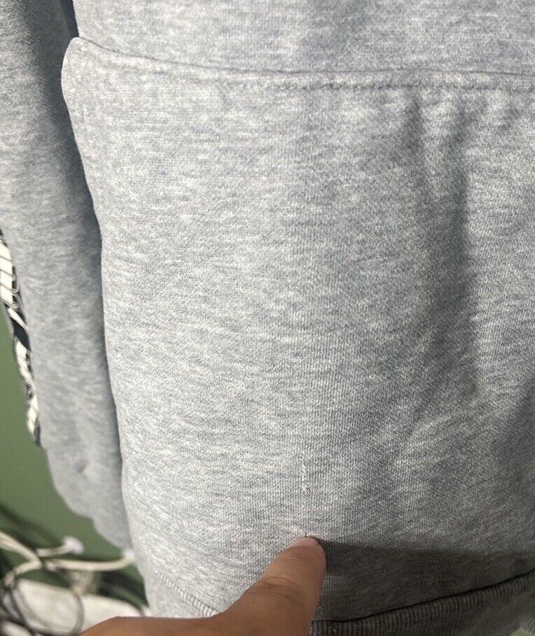 Puma Sweater Men's Medium Gray Black Pullover Hoodie Sweatshirt Big Logo Stretch