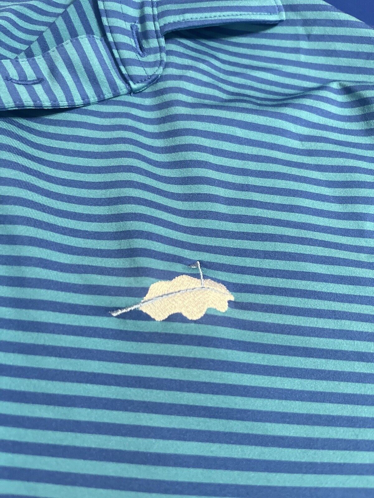 PETER MILLAR SUMMER COMFORT ATHLETIC GOLF POLO SHIRT Mens M Striped Blue