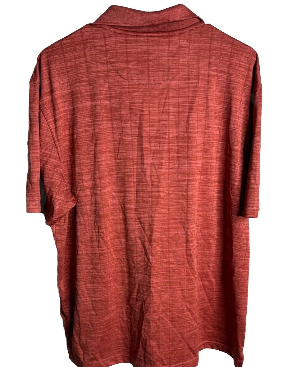 HAGGAR Cool 18 Performance Polo Shirt Men large Coral Short Sleeve Knit