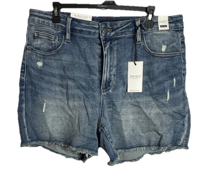 Judy Blue Denim Shorts Size 2XL Stretch Midi Distressed