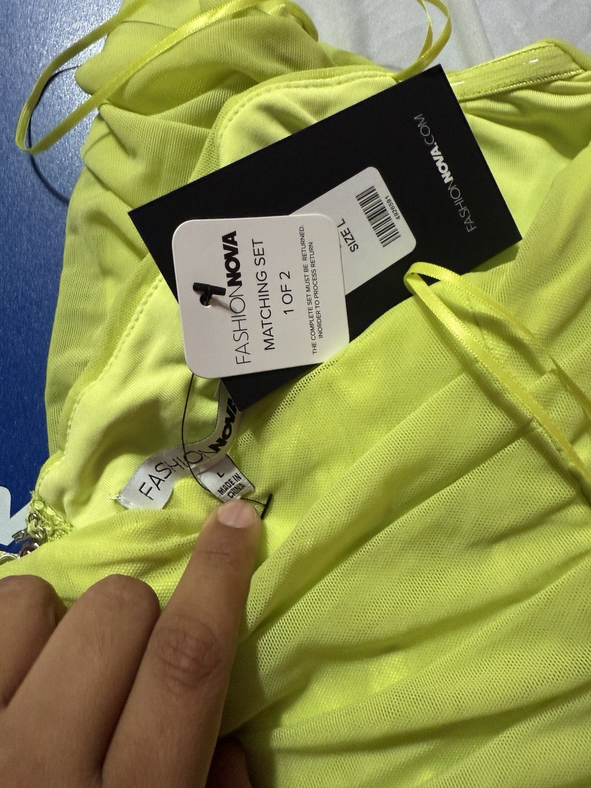 Fashion Nova Matching Set, Beautiful Dress, Neon Green, Never Worn, Rare Size L